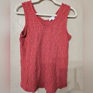 Bunlulu Sleeveless Textured Tank Top - Coral